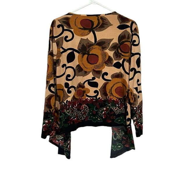 Take Two Clothing Co. Floral Print Open Front Cotton Cardigan Size Medium - Picture 4 of 5